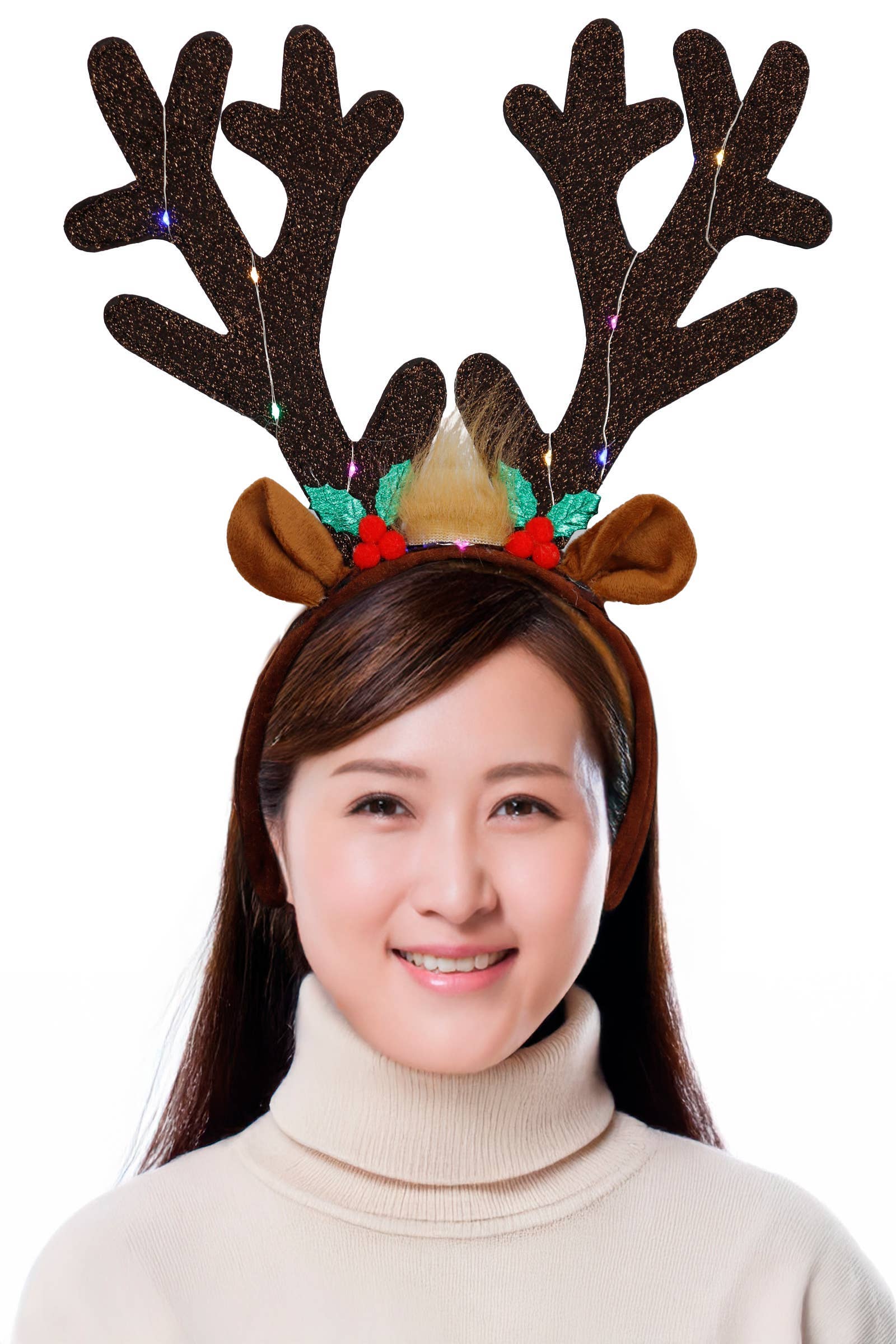 ASSORTED Oversized Reindeer Antler Led Light-up Hairband for wholesale on Faire2
