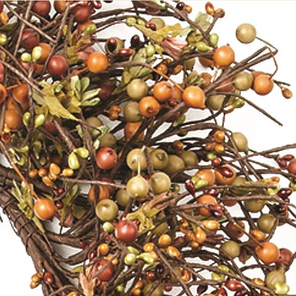 KMI International Corp. - Wholesale Bunting/Garland - MIXED BERRY GARLAND W/ PARCHMENT FLOWERS, 58 IN., GREEN, BRO0