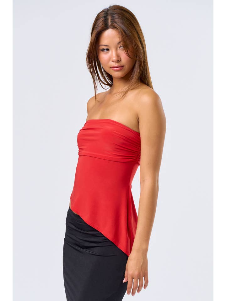 Blue Blush - Wholesale Blouse - Women's - BT20154 ASYMMETRICAL TUBE TOP