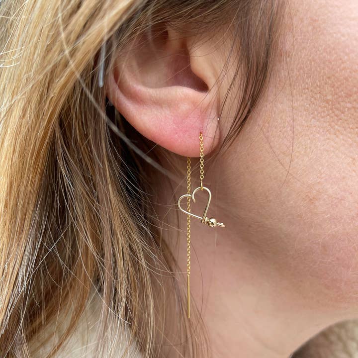 Boucle d'oreille chaîne mon cœur goldfilled pour la vente par PADAM PADAM