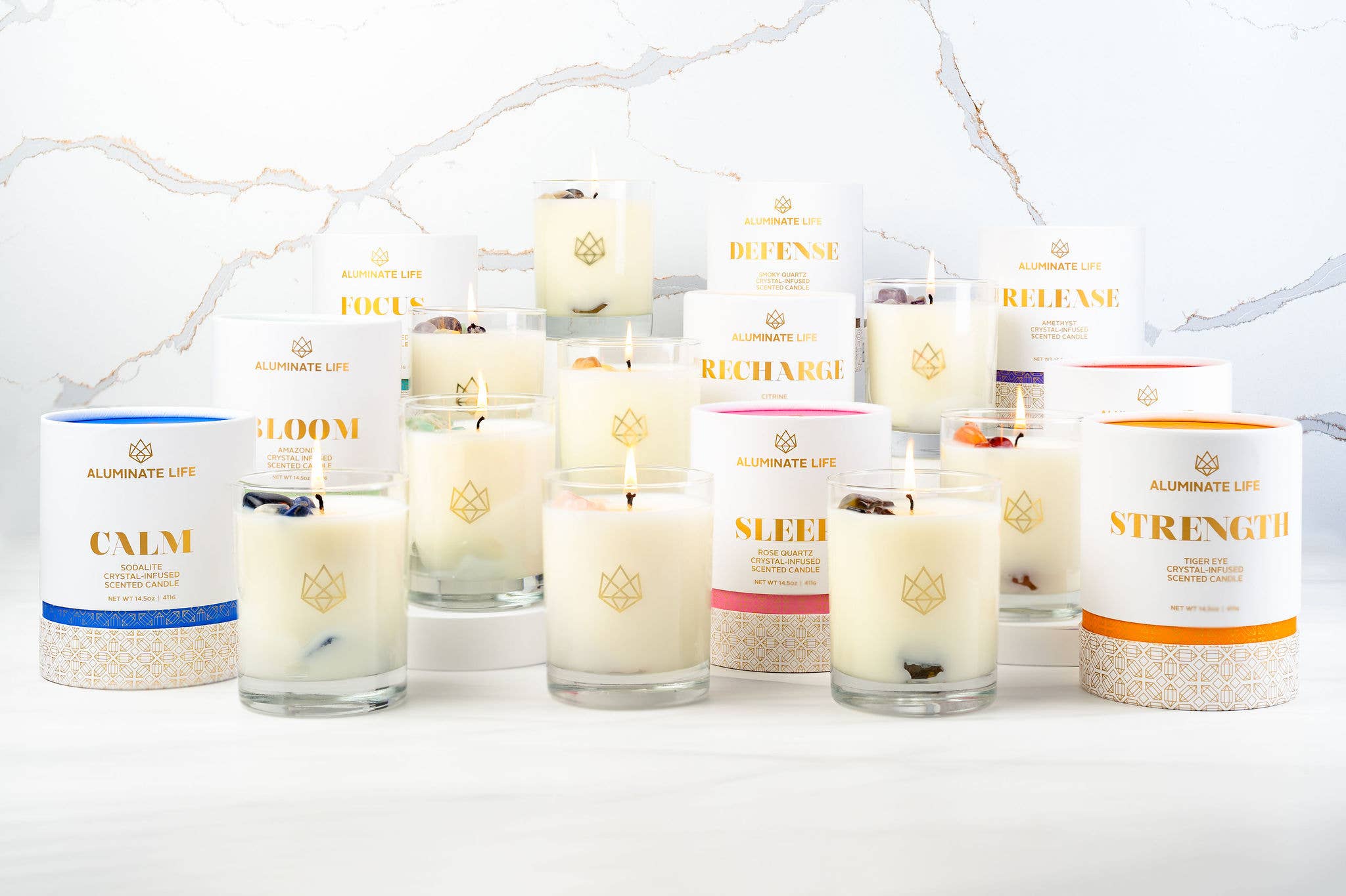 Aluminate Life - Wholesale Jar/Filled Candle - Recharge Citrine Crystal Essential Oil Scented Luxury Candle6