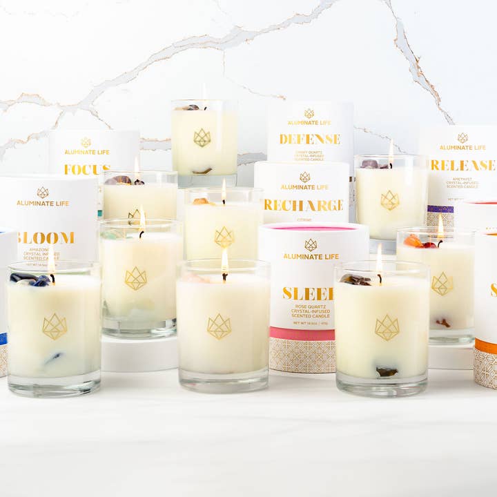Aluminate Life - Wholesale Jar/Filled Candle - Recharge Citrine Crystal Essential Oil Scented Luxury Candle6
