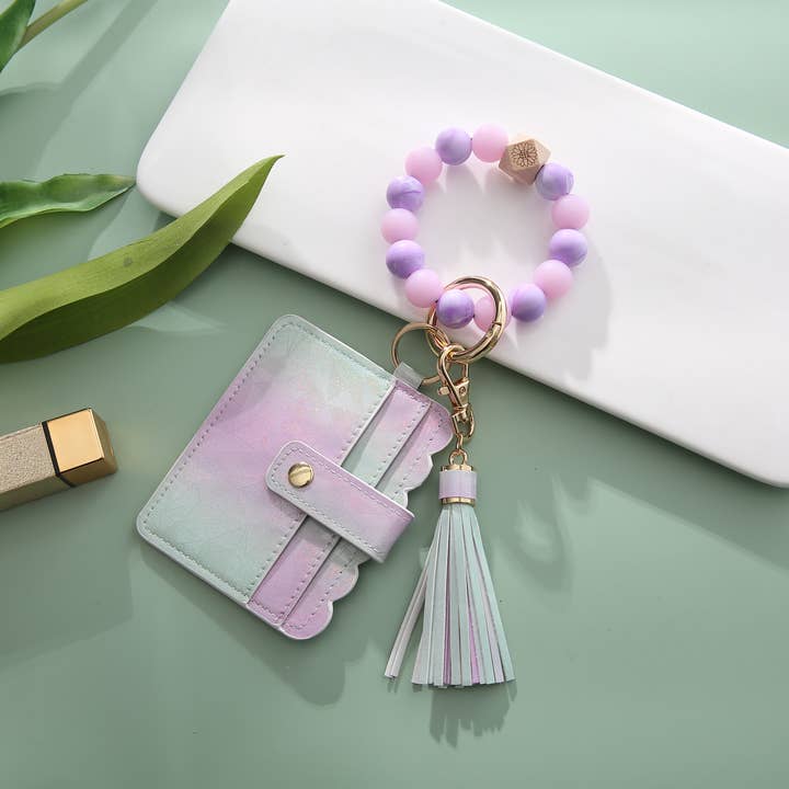 Sparkle Being - Wholesale Keychain Bracelet - Silicone Wristlet - Glitter Wallet Keychain Bangle (Star)