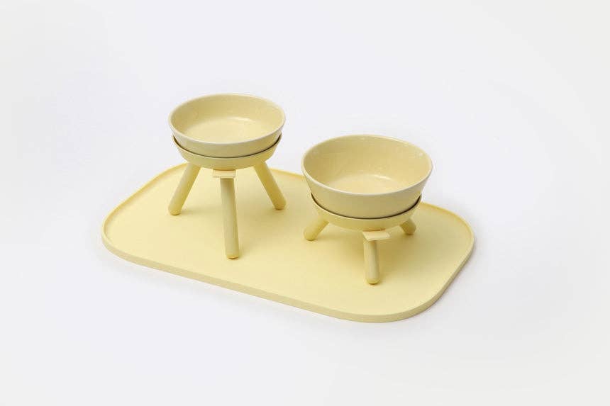 Pets So Good - Wholesale Pet Bowl - Cat/Dog - OREO ELEVATED PET FEEDER TABLE . LEMON YELLOW . TALL6