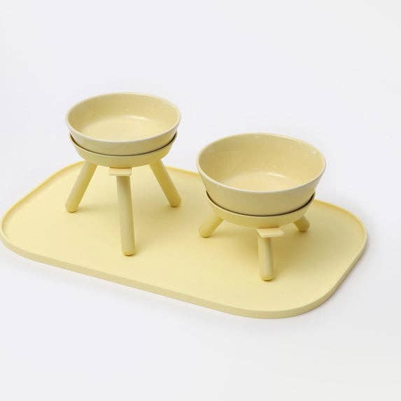 Pets So Good - Wholesale Pet Bowl - Cat/Dog - OREO ELEVATED PET FEEDER TABLE . LEMON YELLOW . TALL6