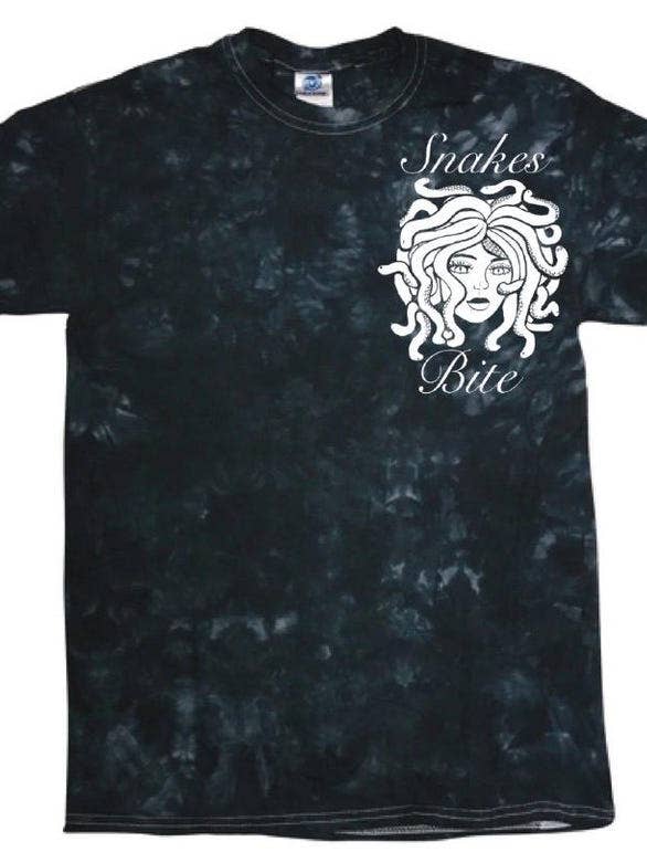 Snakes Bite Medusa Gorgon Screen Print Unisex T-shirt for wholesale by AstroManatee Shop