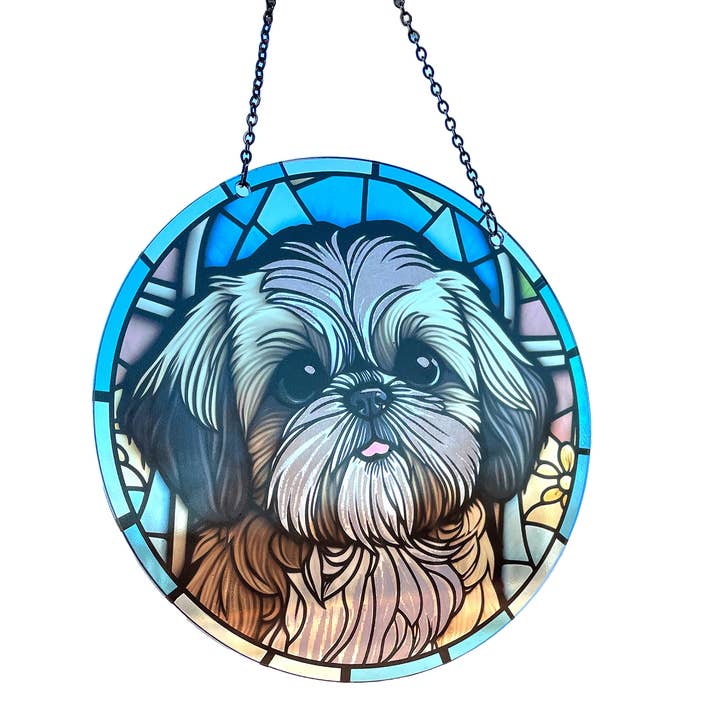 Attrape-soleil Shih Tzu en acrylique avec chaîne #SC138 de d'ears pour la vente par d'ears inc.