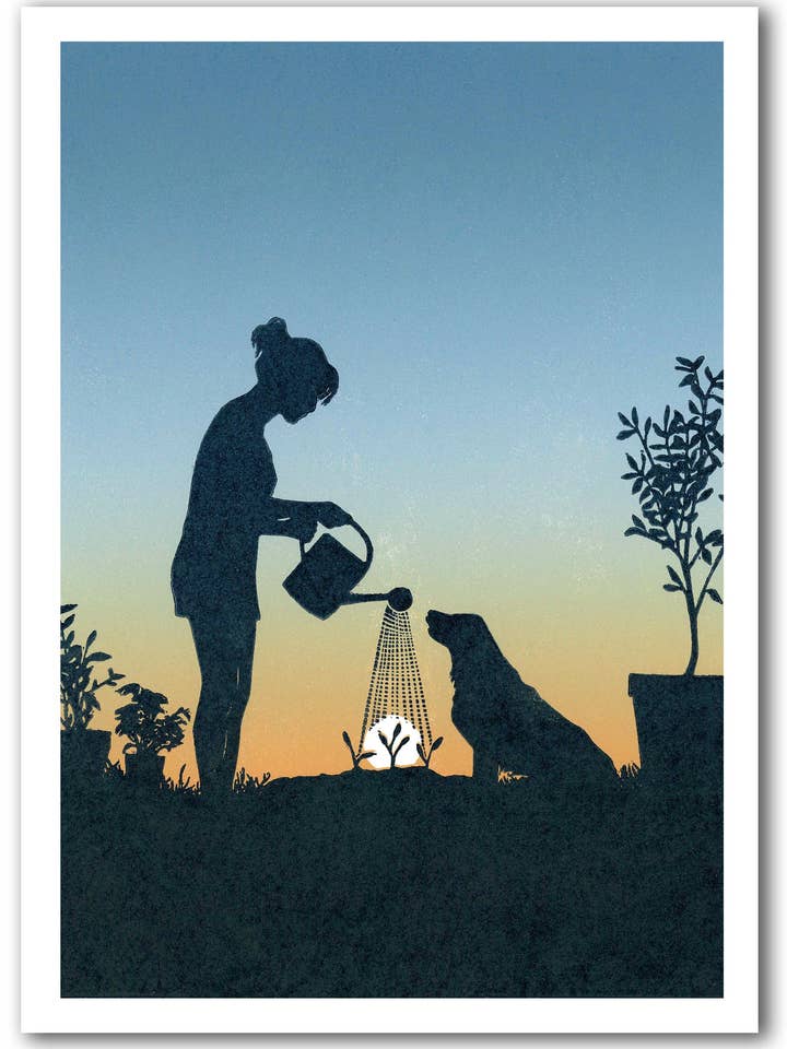 NC472 Arrosage des semis - Megan Hall pour la vente par Cardiau Nico Cards