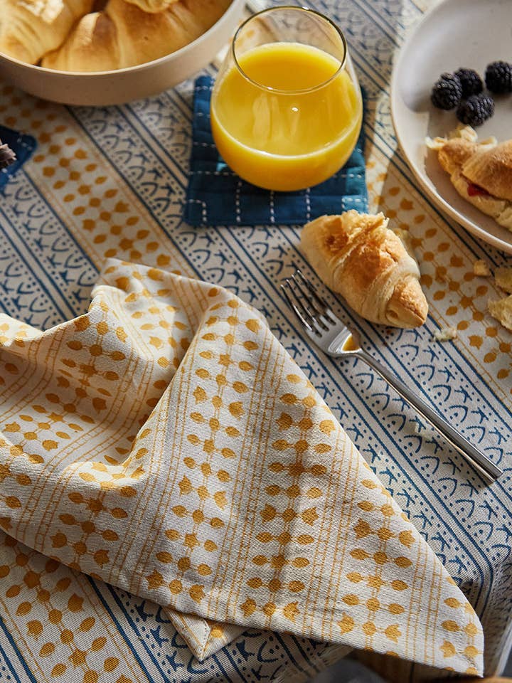 Graphic Block Print Cotton Napkins - Set of 2 for wholesale by Anchal