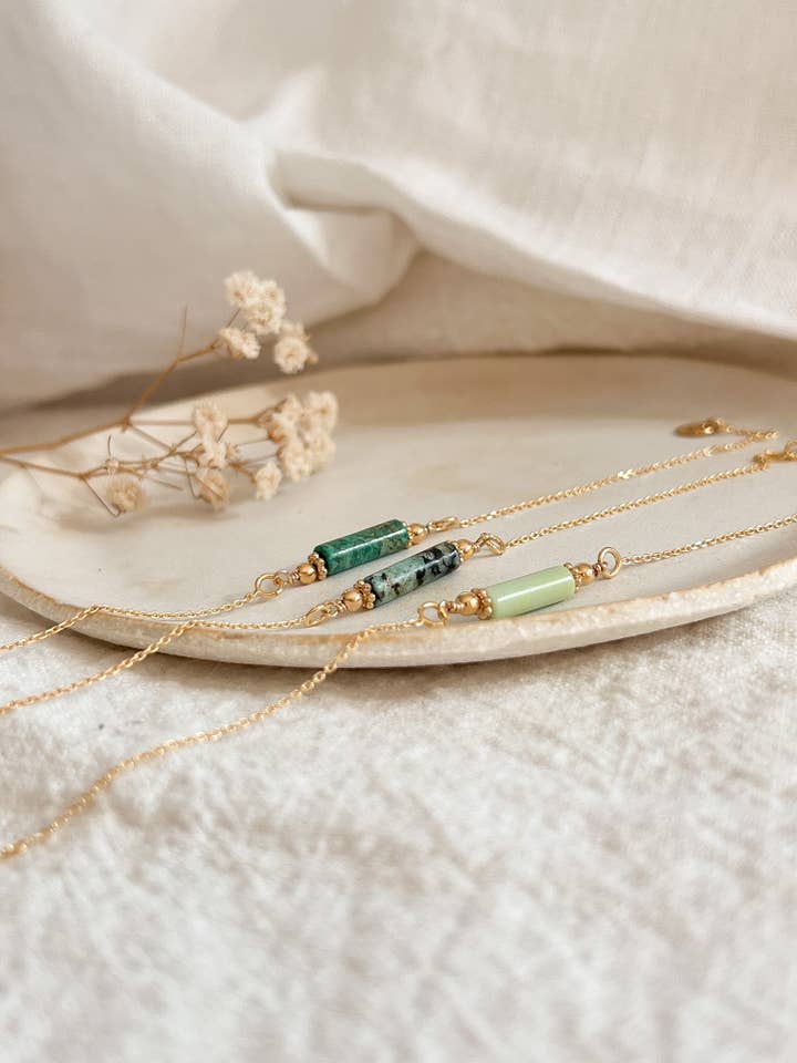 OMBELINE armband met buisketting en edelsteen voor wholesale door LEA ET MOI