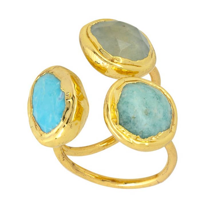 Ashiana London - Vente Bague avec plusieurs pierres - Bague Turquoise Amélie0
