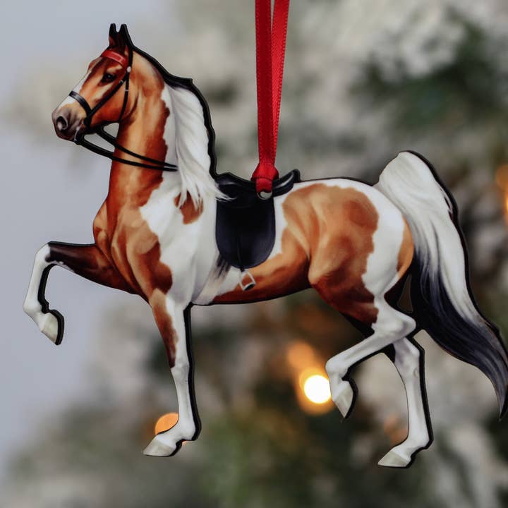 Décoration en forme de cheval de selle - Cheval de selle Bay Tobiano pour la vente par Classy Equine