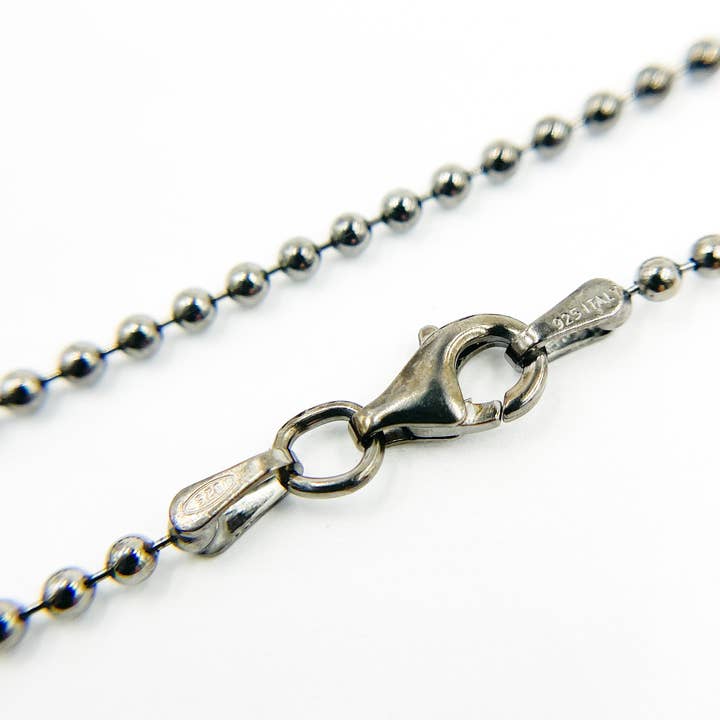 925 Sterling Silver Black Rhodium Ball Necklace Chain. 17Necklace for wholesale by Jewels & Chains