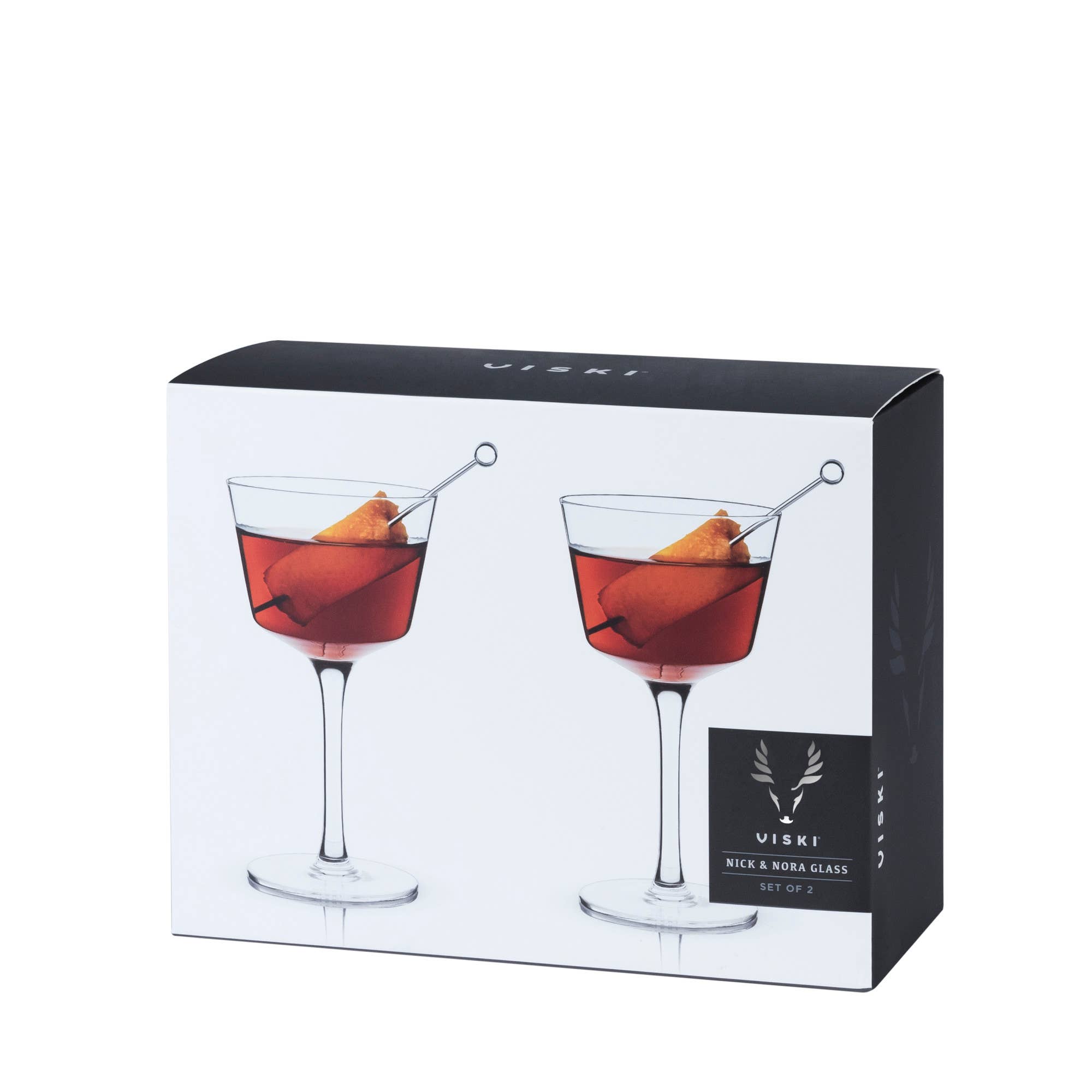 Viski - Wholesale Cocktail/Liquor Glass - Raye™ Angled Crystal Nick and Nora Glasses Set of 21
