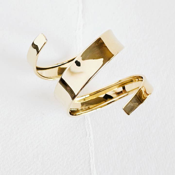 Bisjoux - Wholesale Cuff Bracelet - Brass spiral smooth armlet upper arm band adjustable1