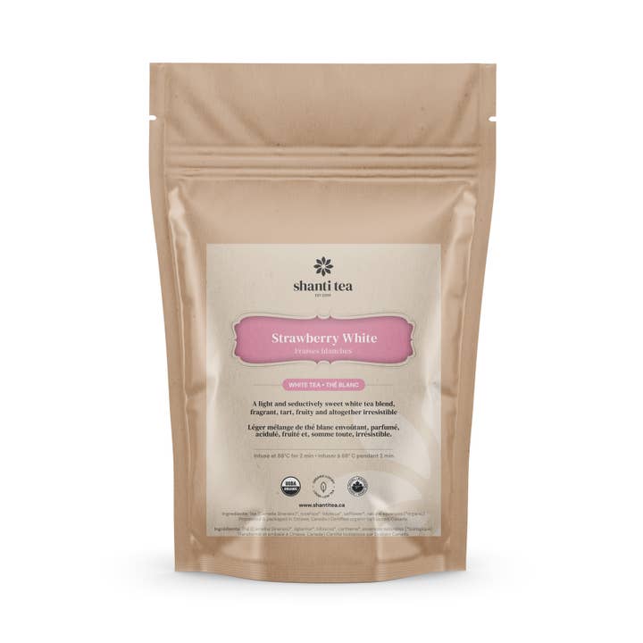 Branco Morango, Bolsa de Folhas Soltas, 25g por atacado de Shanti Tea