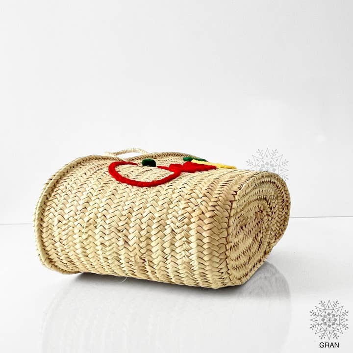 Gran Wholesale - Vente Sac de plage - Sacs en paille brodés personnalisés avec anses courtes, sac cabas1