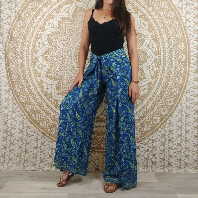 Bhawana Handicrafts - Wholesale Pants - Women's - 5 Piece Lot, Women Thai Pants in Indian Silk Boho Wrap Paint6