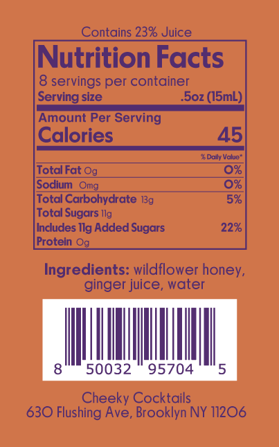 Cheeky Cocktails - Wholesale Cocktail Mix/Syrup - Honey Ginger Syrup 4oz2