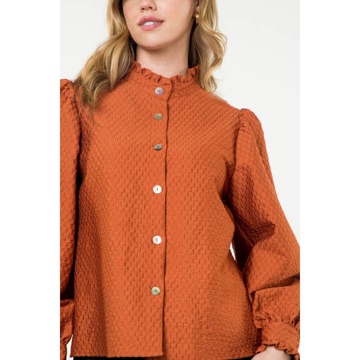 THML - Wholesale Button Down Shirt - Women's - Long Sleeve Textured Button Up Top
