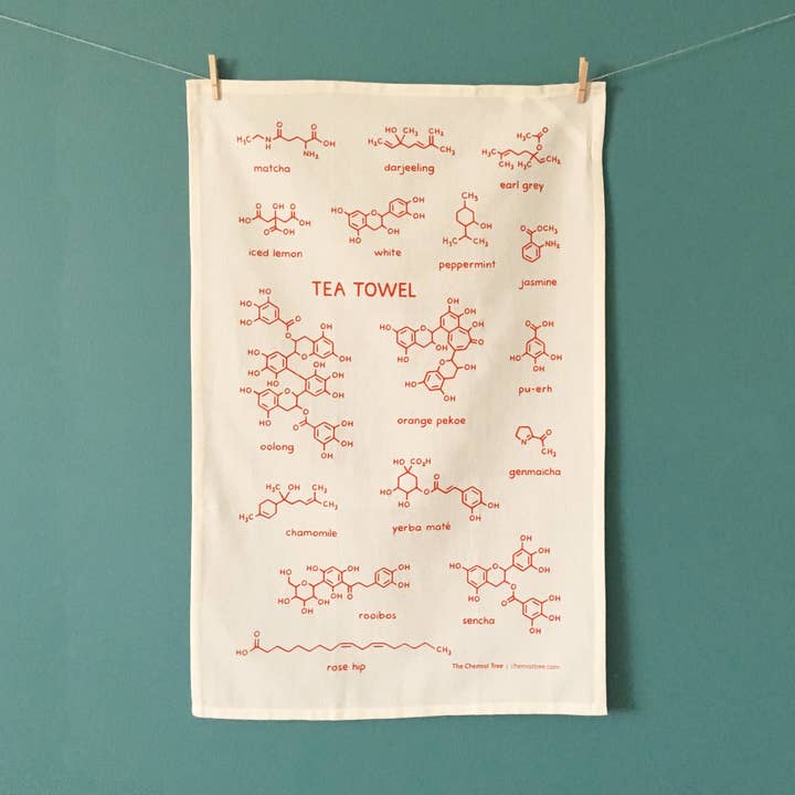 Torchon moléculaire sérigraphié à la main, 100 % coton pour la vente par The Chemist Tree