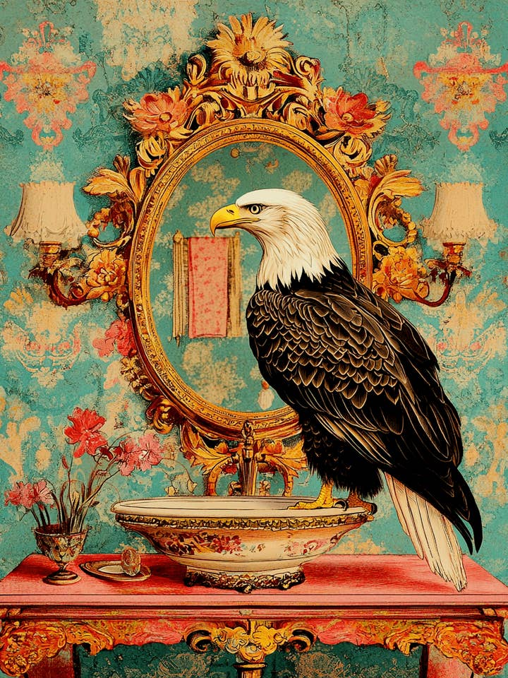 Bald Eagle Looking in Mirror - Bathroom Wall Art Prints – 8″x10″ Artwork for 11″x14″ Frame for wholesale by Mowbi