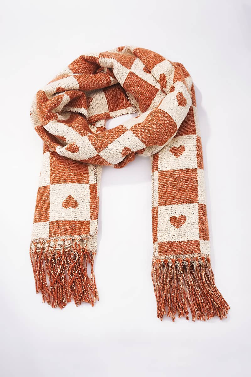 BYREN | ÉLINE L'ATELIER – wholesale Halsduk - Dam – Ullhalsduk med rutmönster och hjärta FL207DF0