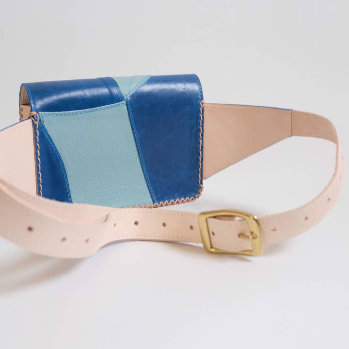 Blues Leather Patchwork Sling Bag for wholesale on Faire2