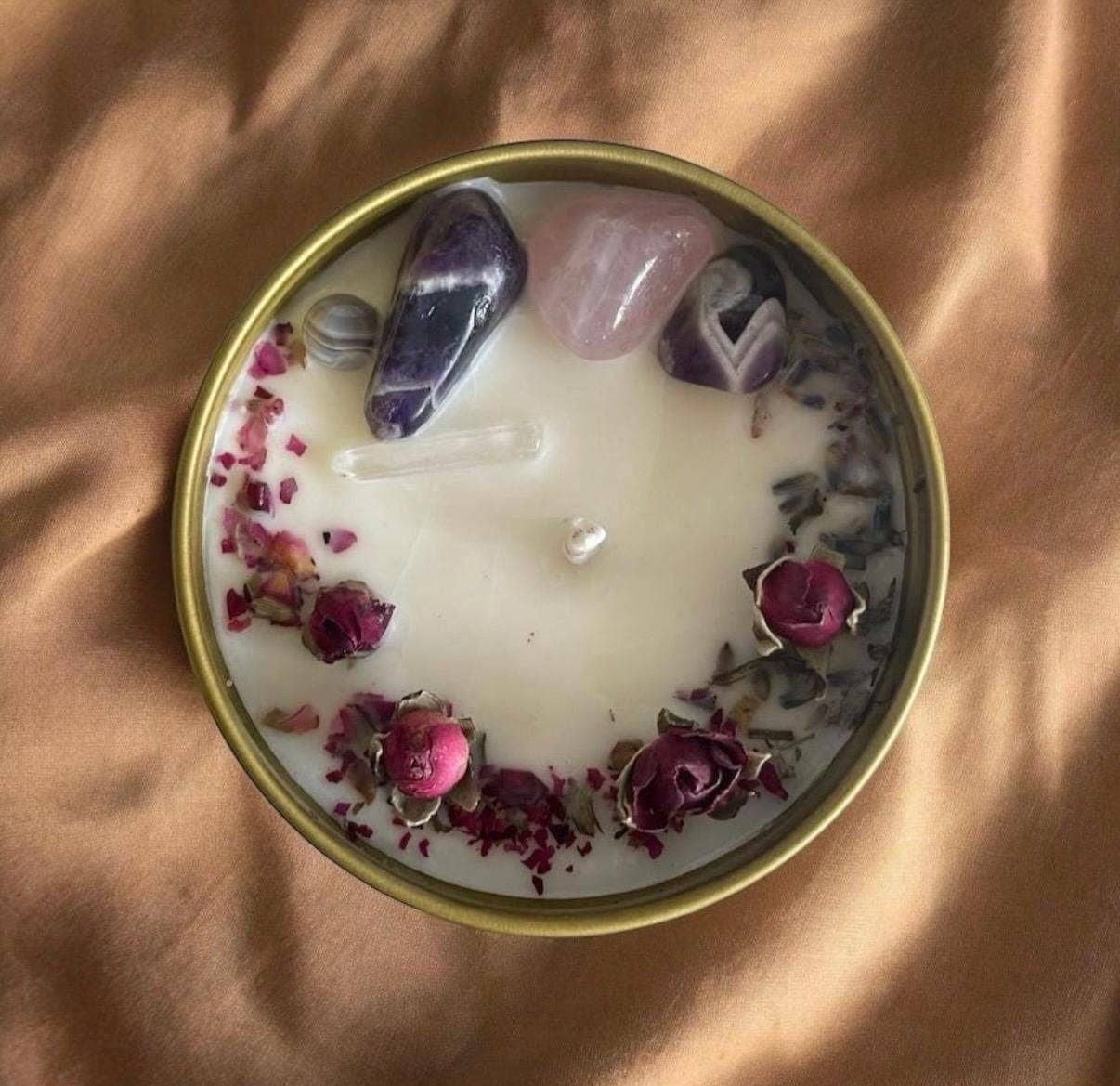 Namaste Home - Wholesale Gift bag set/pack - Grief & Sympathy Gift Set | White Rose Gemstone Candle +more1