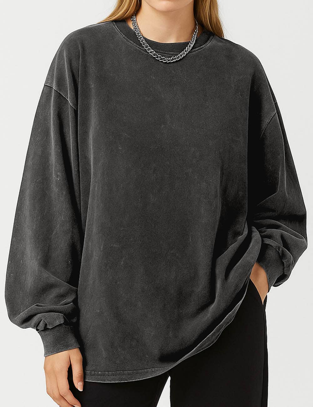 Sweetkama - Wholesale Sweatshirt - Women's - Ladies Oversize Round Neck Daily Pullover ZJCX23015