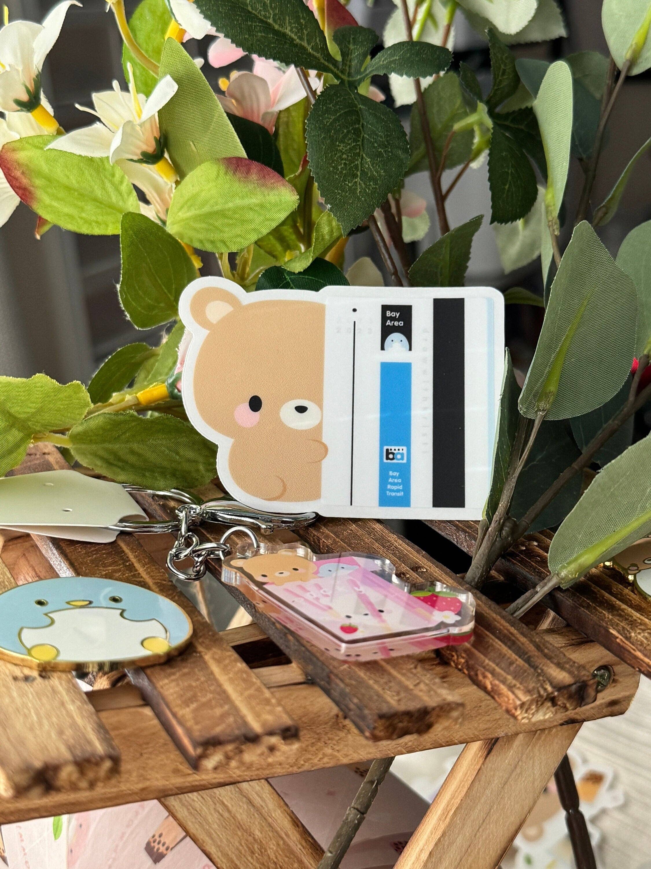 drawwithkristi - Wholesale Sticker - BART Ticket with Toffee Bear Clear Vinyl Sticker | Bay Area Rapid Transportation | Stickers Under 5 | Bay Area Gifts | Gifts Under 51