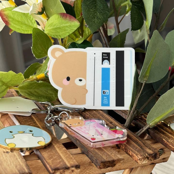 drawwithkristi - Wholesale Sticker - BART Ticket with Toffee Bear Clear Vinyl Sticker | Bay Area Rapid Transportation | Stickers Under 5 | Bay Area Gifts | Gifts Under 51