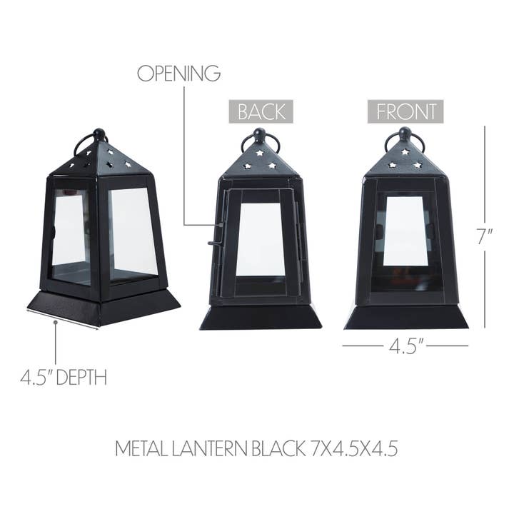 VHC Brands - Wholesale Candle Holder - Metal Lantern Black Tealight Holder 7x4.5x4.5