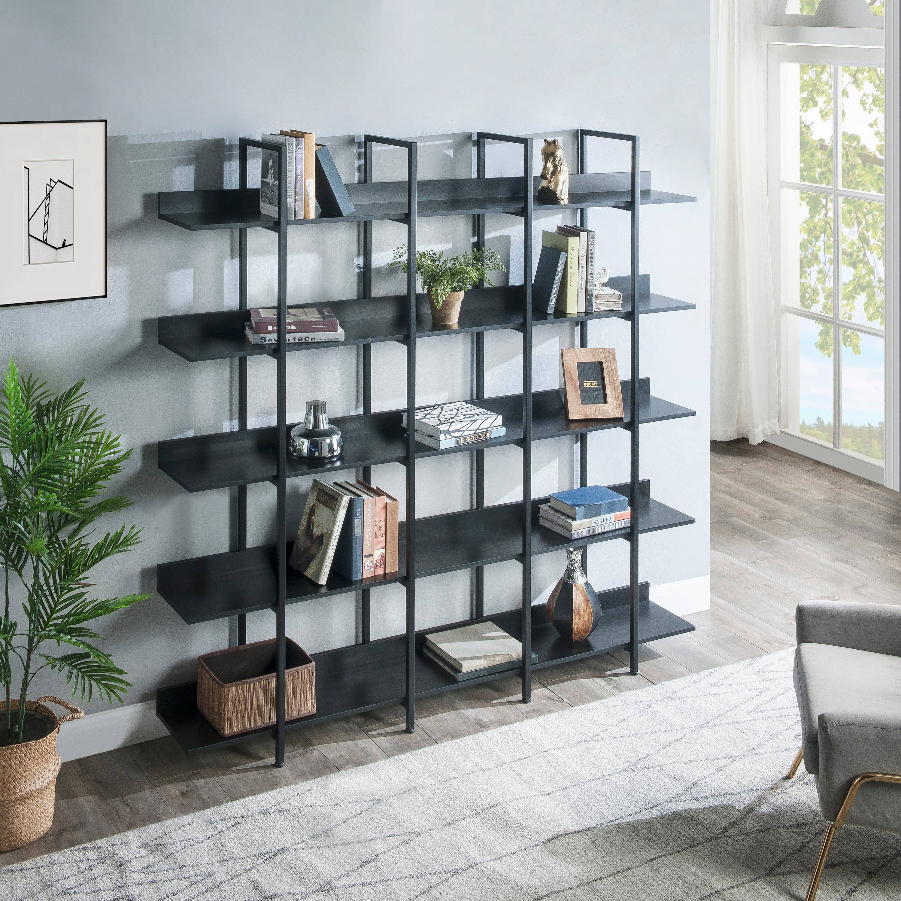 39F Inc. - Wholesale Bookcase - 5-Tier Industrial Bookcase Shelves Metal Frame,5 Colors7
