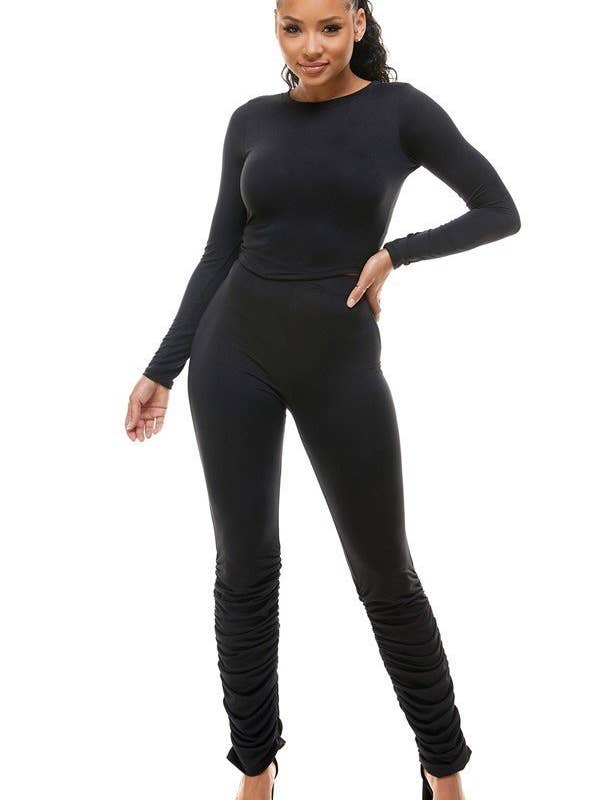 Solid Colored Cropped Long Sleeve T shirt for wholesale by Lime All the Time