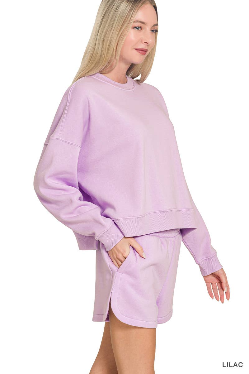 Vanilla Monkey – Engroshandel Loungesæt - Dame – Fleece langærmet sweatshirt og shorts sæt16