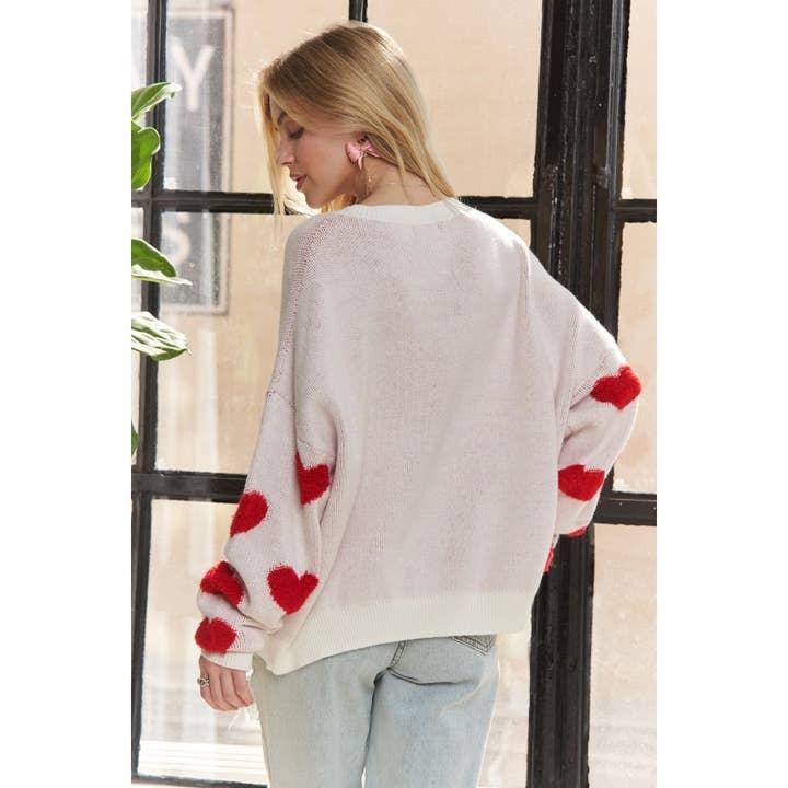 Blue Bunny Inc - Wholesale Knit Sweater - Women's - Cropped Button Down Sweater Cardigan Boho Floral Heart Patte