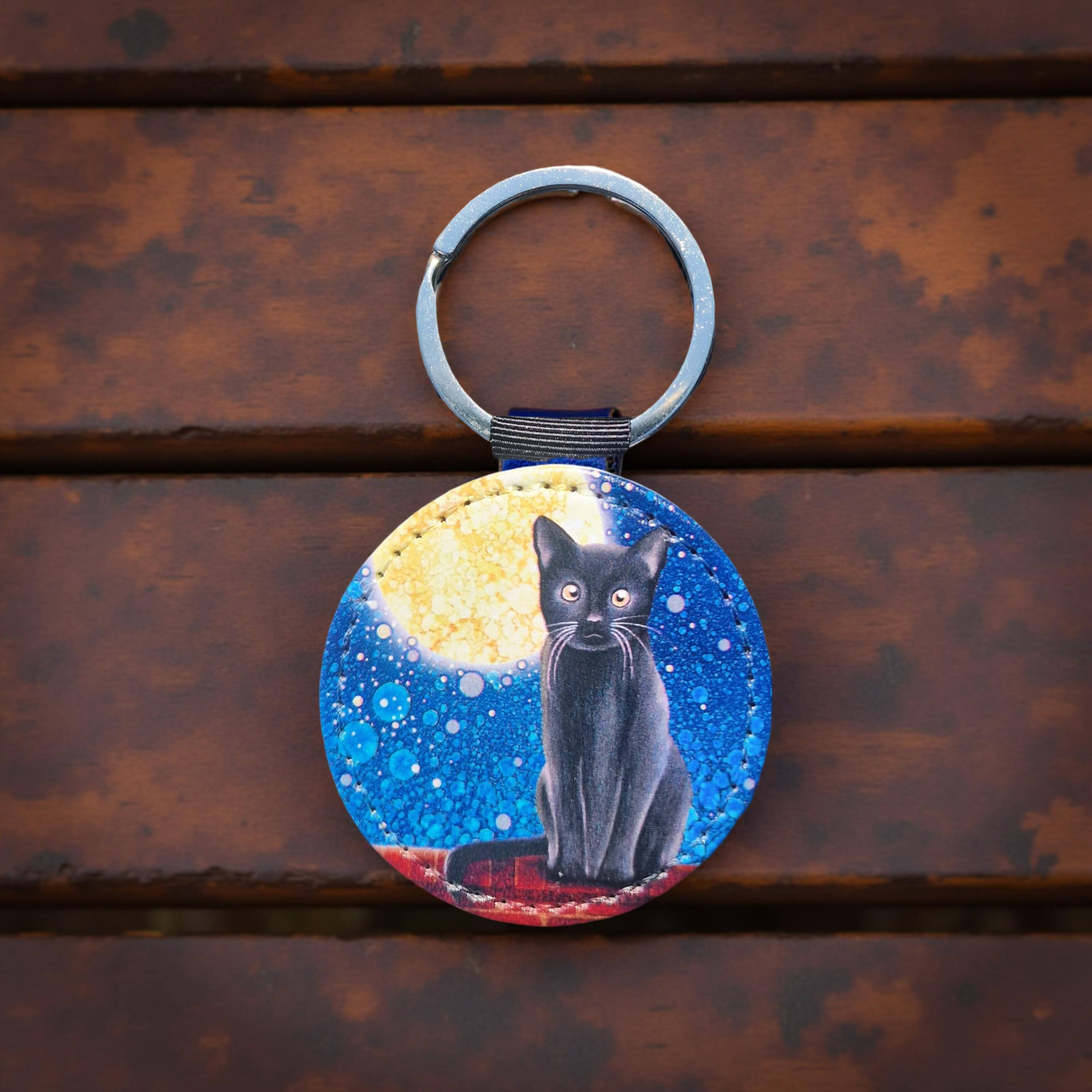 By Jo Crafts – Porta-chaves - Unissexo por atacado – 104-KR - Porta-chaves de Gato Preto em Pele Sintética4