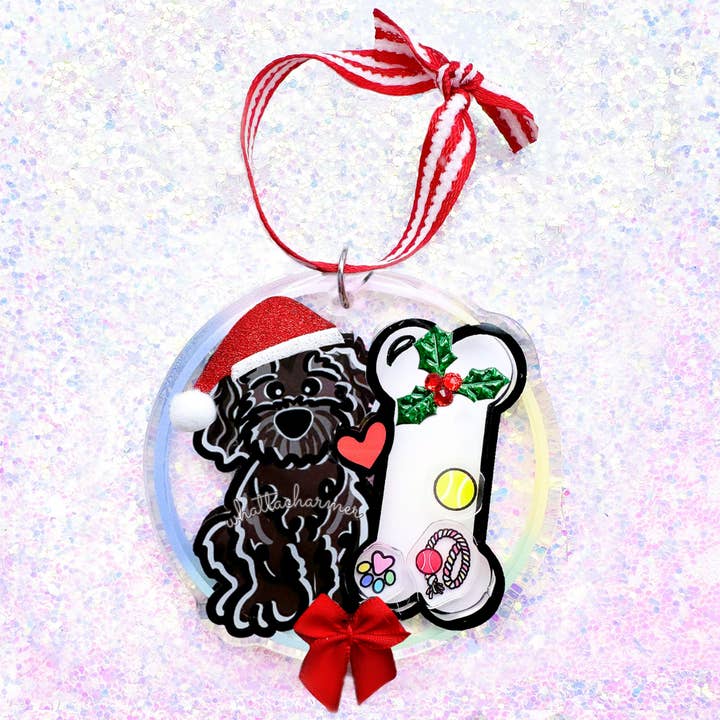 Goldendoodle Christmas Ornament, Black for wholesale by WhattaCharmer