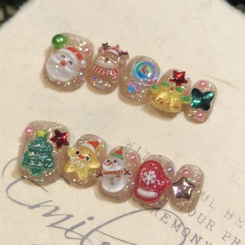 RICH COLOR Colorful Christmas Three-Dimensional Short Wear Nail Art for wholesale on Faire0