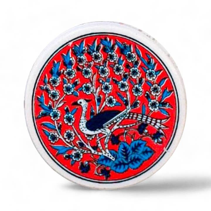 Bascuda - Venta al por mayor Posavasos - Posavasos de cerámica Pavo Real Rojo 10 cm