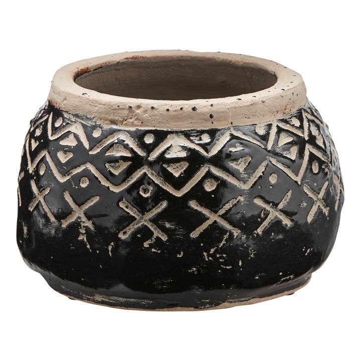 Valley Carved Planter Black Multi Terracotta Christmas for wholesale by tag