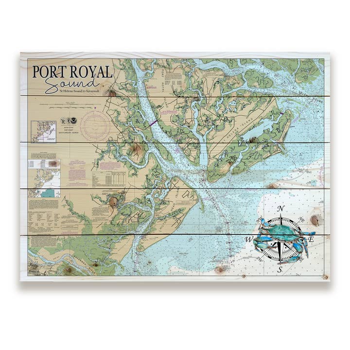 Port Royal Sound, GA 18x24 Wood Pallet Map for wholesale by Map Mom