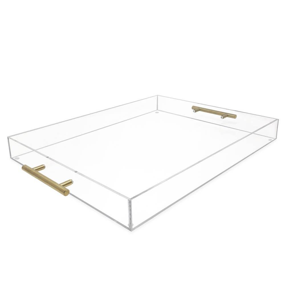 Isaac Jacobs International - Wholesale Serving Tray - Isaac Jacobs Clear Acrylic Serving Tray with Metal Handles12