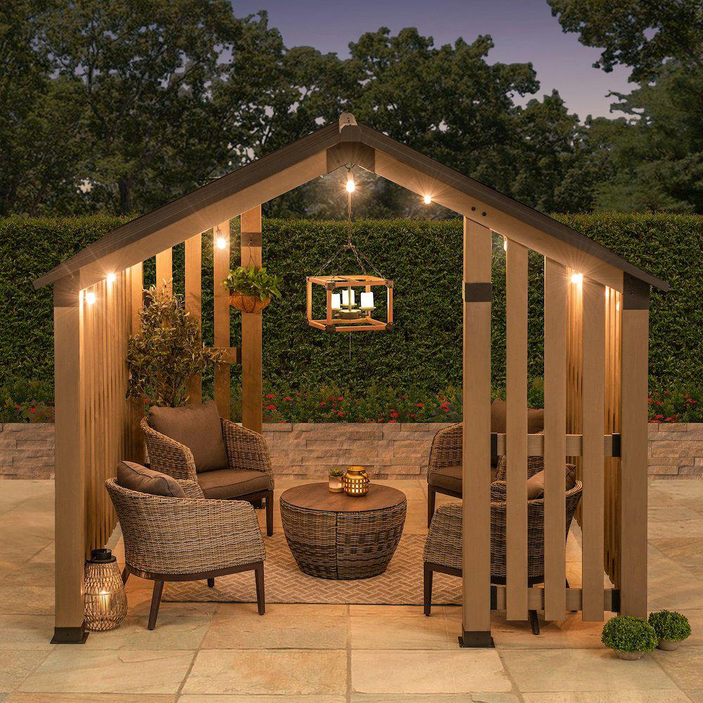 Giniverse108 - Wholesale Outdoor Ornament/Decor - Sienna Outdoor Cedar Wood Framed Hot Tub Gazebo with Steel Hardtop, Matte Black11