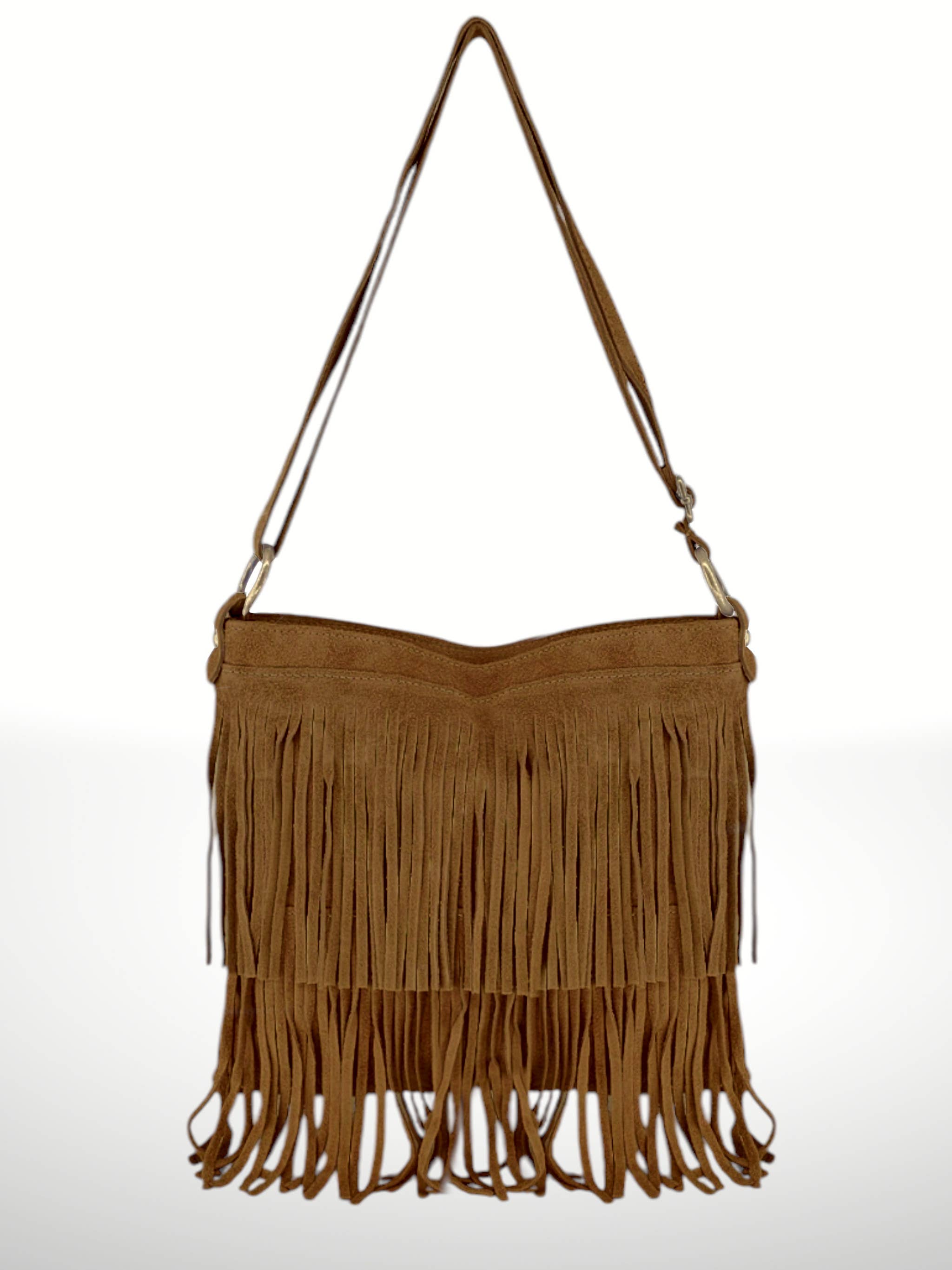 ITALIAN'S LEATHER - Wholesale Crossbodytas - Dames - Suède leren tas Cascade met franjes1