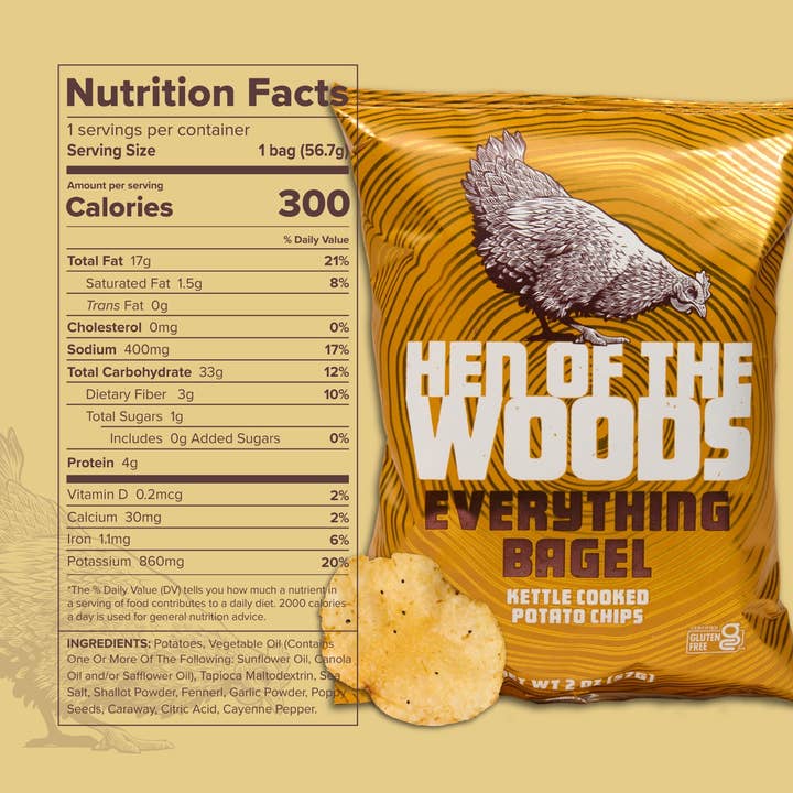 Hen of the Woods - Wholesale Chips - Everything Bagel Kettle Cooked Potato Chips 2 OZ