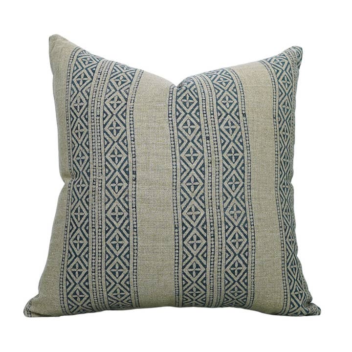 Block Print Boho Thick Linen Pillow Cover- Kaju Katali for wholesale by Fabdivine