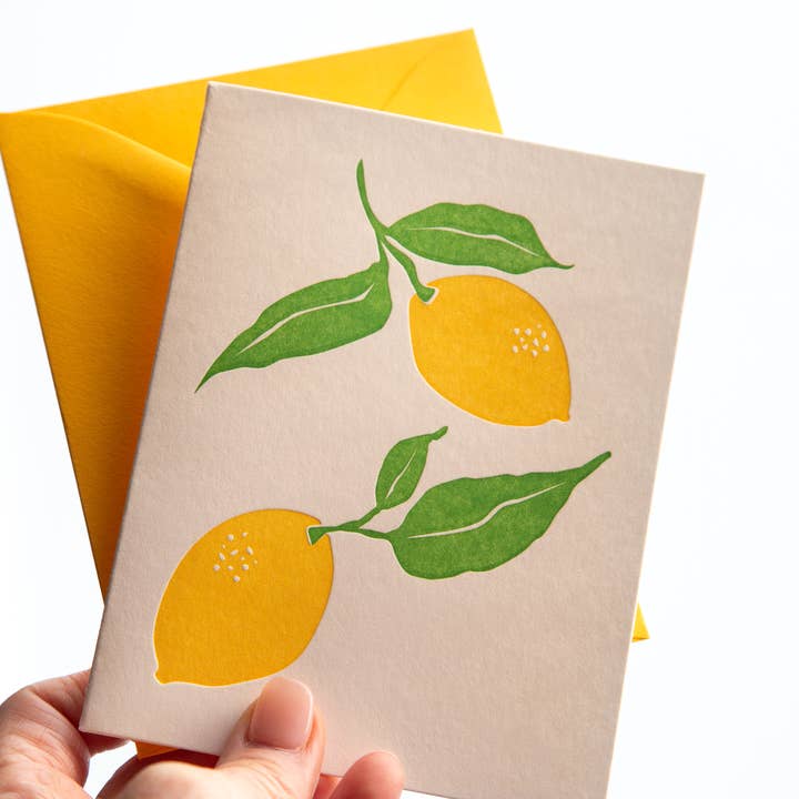 Lemon Love - Hand Illustrated Letterpress Card for wholesale by Bungalow 36