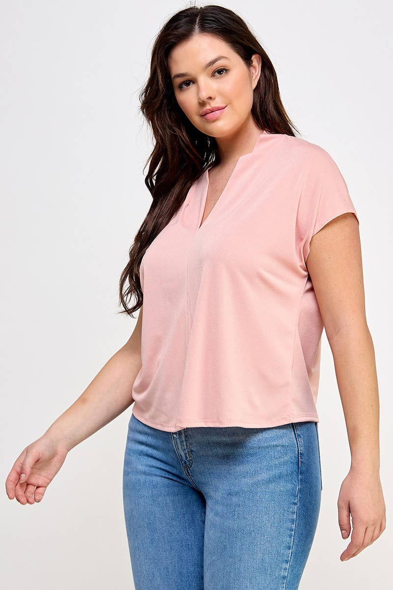 Haute Fox Plus Size & Contemporary - Wholesale Knit Top - Women's - Plus Size Dolman Knit Crepe Top JK18571-T8